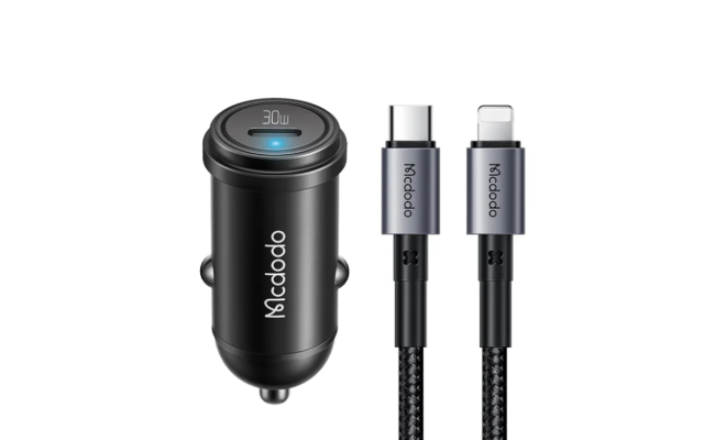 Mcdodo Cc 7492 30w 1c Pd Fast Car Charger+ 36w C to Lighting Cable 1.2 meter Black