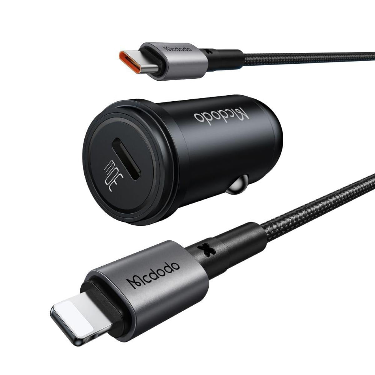 Mcdodo Cc 7492 30w 1c Pd Fast Car Charger+ 36w C to Lighting Cable 1.2 meter Black