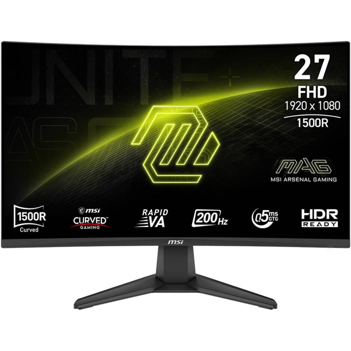 Msi Mag 276cf E20 27" Curved 1500r Full Hd 200hz 0.5ms Hdr Ready Amd Freesync™ Premium W/ 2x Hdmi & Displayport Interface Black