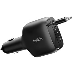 Belkin USB C Car Charger 75W w/ 30in Retractable USB C Cable - iPhone Charger, Compatible with iPhone 17 & 16 Series, Galaxy S25 Series, AirPods, Tablet, MacBook, Chromebook, etc. - Black