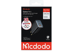 Mcdodo Gana Mini 100W GaN Fast Wall Charger, 3 Ports (2 USB-C, 1 USB-A), Supports Samsung SFC 2.0, Black - 18 Months Warranty