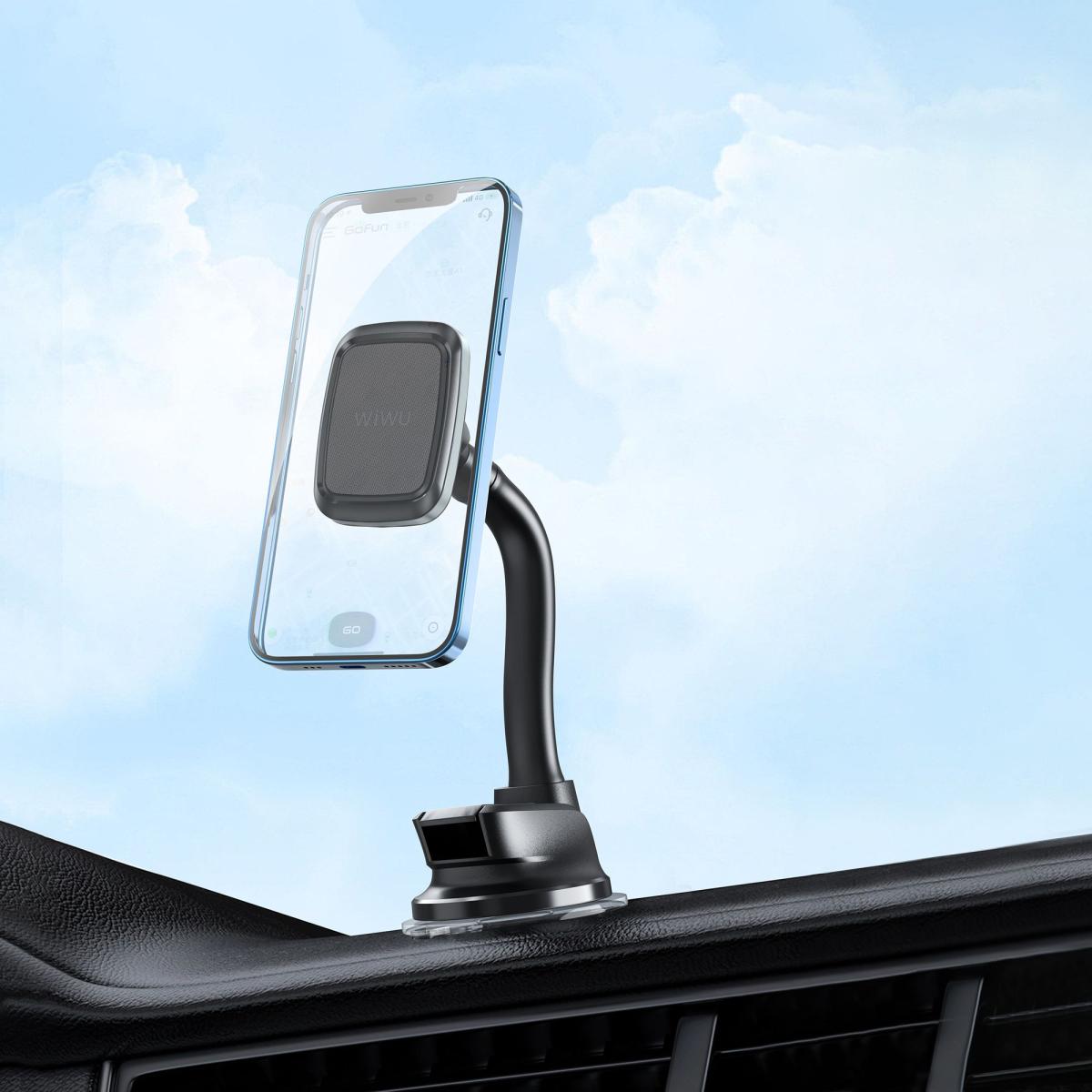 Wiwu Ch 018 Magnetic Flexible Spiral Suion Cup Design Car Phone Holder Black