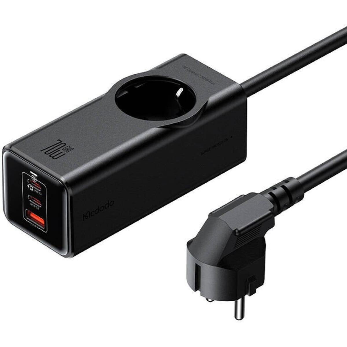 Mcdodo CH-4620 EU GaN Power Strip 70W, 2x USB-C, 1x USB - Black