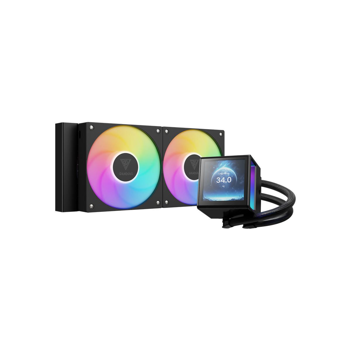 GAMDIAS CHIONE P5-240 ARGB Liquid Cooler with IPS LCD Display - Black