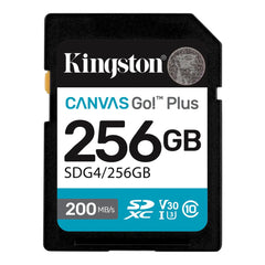 Kingston Canvas Go! Plus 256GB SD memory card For DSLRs, Mirrorless Cameras & 4K Video Up to 200MB/s Read, 160MB/s Write SDG4