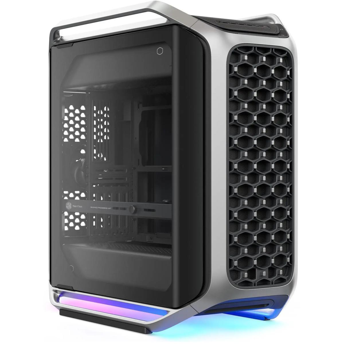 Cooler Master Cosmos Alpha Full Tower PC Case Free Form 2.0 Rotatable Layout,400mm GPUs 420mm Radiator Curved Aluminum Frame, Tempered Glass, Dual 200mm Fans, E-ATX Support, USB-C 20Gbps