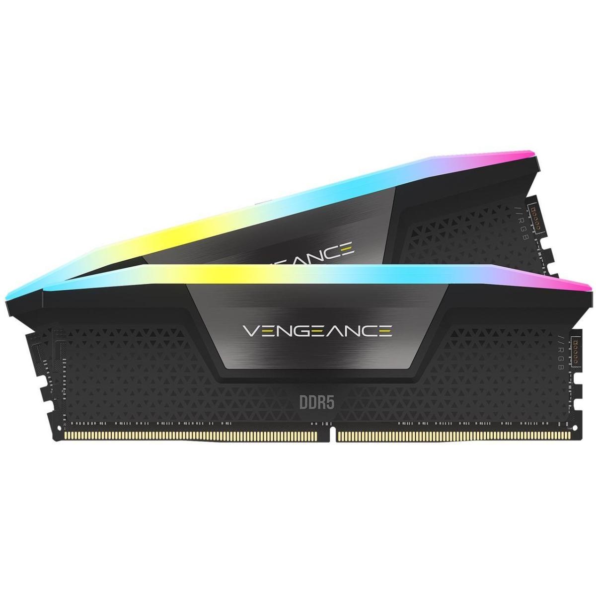 CORSAIR VENGEANCE RGB 96GB (2x48GB) DDR5 RAM 6400MT/s CL32 Memory Kit — Black