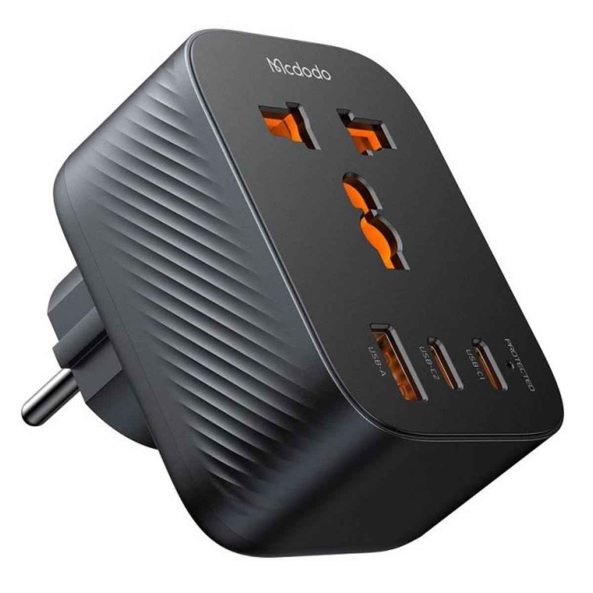 Mcdodo Cp 0750 Universal Travel Adapter One For 4 Outputs (ac + 2 Usb C + Usb) 20w Worldwide Use Eu Travel Plug With 3 Usb Black