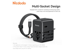 Mcdodo 326 25W USB-C International Adapter with 1M Nylon Cable 2C+USB+AC 25W PD Charger Kit for iPhone Samsung Travel Business - 18 Months Warranty