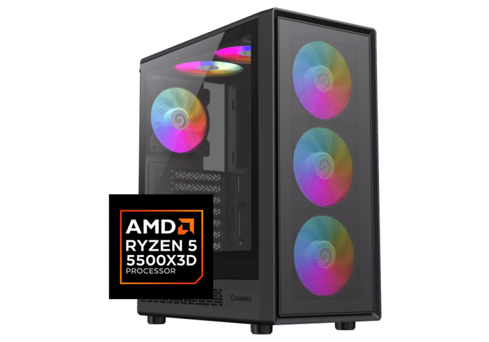 CompuMe 5500X3D Gaming Desktop | AMD Ryzen™ 5 5500X3D 96MB Cache, Nvidia GeForce RTX 5060 8GB GDDR7, 16GB DDR4 3200Mhz Fury Beast, 1TB NV3 6000MB/S, 240mm AIO Liquid Cooling - Ryzen X3D