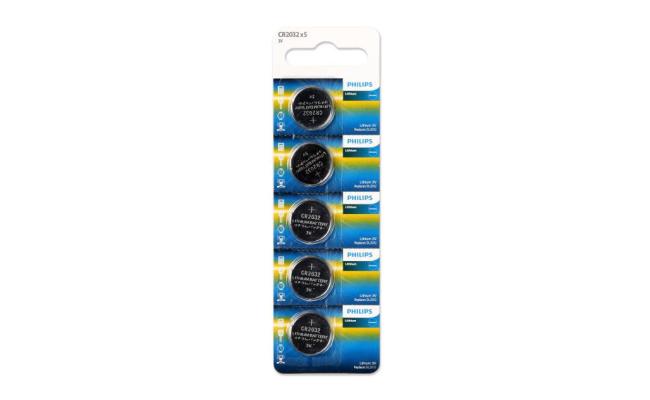 Philips Cr2032p5b/97 Lithium 3v Coin Battery Pack Of 5