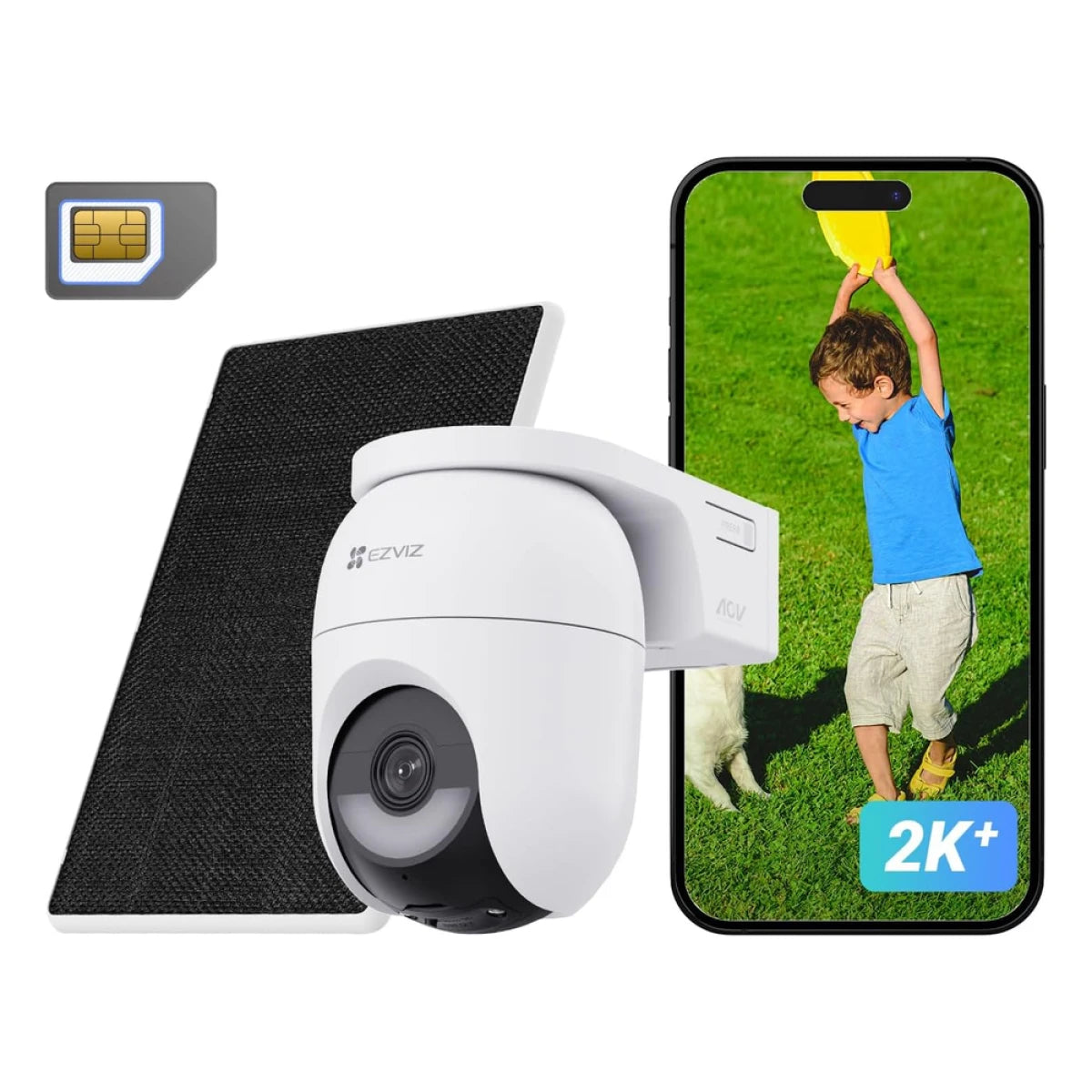 EZVIZ CB8 Lite 4G Kit 2K⁺ Outdoor Battery Pan & Tilt Camera with 5W Solar Panel – 4G LTE, Wi-Fi 6, AI Human & Vehicle Detection (CS-CB8C/SP 4MP)