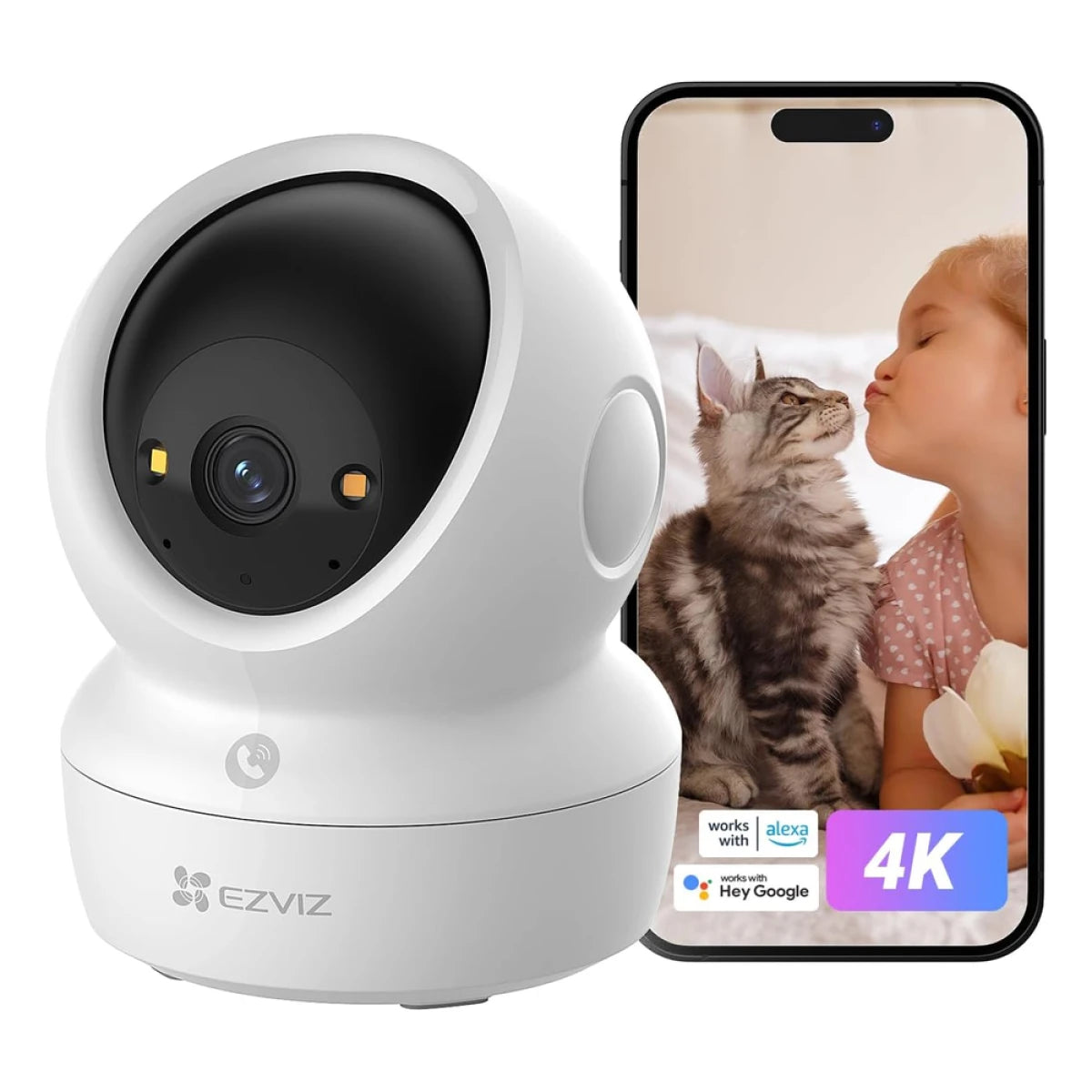 EZVIZ H6C G1 4K Indoor Pan & Tilt Dual-Band Wi-Fi Camera – Human & Pet Detection, Auto-Zoom Tracking, Color Night Vision, Two-Way Calling (CS-H6C-R200-8H8WFL)