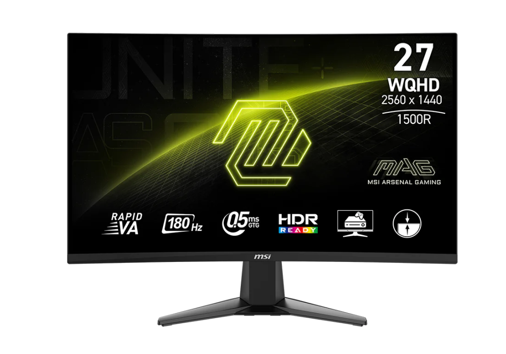MSI Monitor MAG 27CQ6F Curve 1500R Gaming Monitor 27" 2560 x 1440 (2K) 180Hz HDR Ready Adaptive-Sync Console Mode / 3 Years Warranty