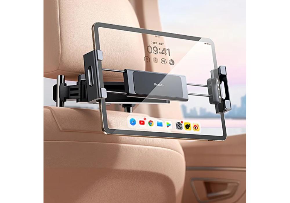 Mcdodo CM-4320 Car Headrest Mount for Tablet and Phone for car headrest and design with mechanical switch can hold tablet tightly connection for 360-degree rotation