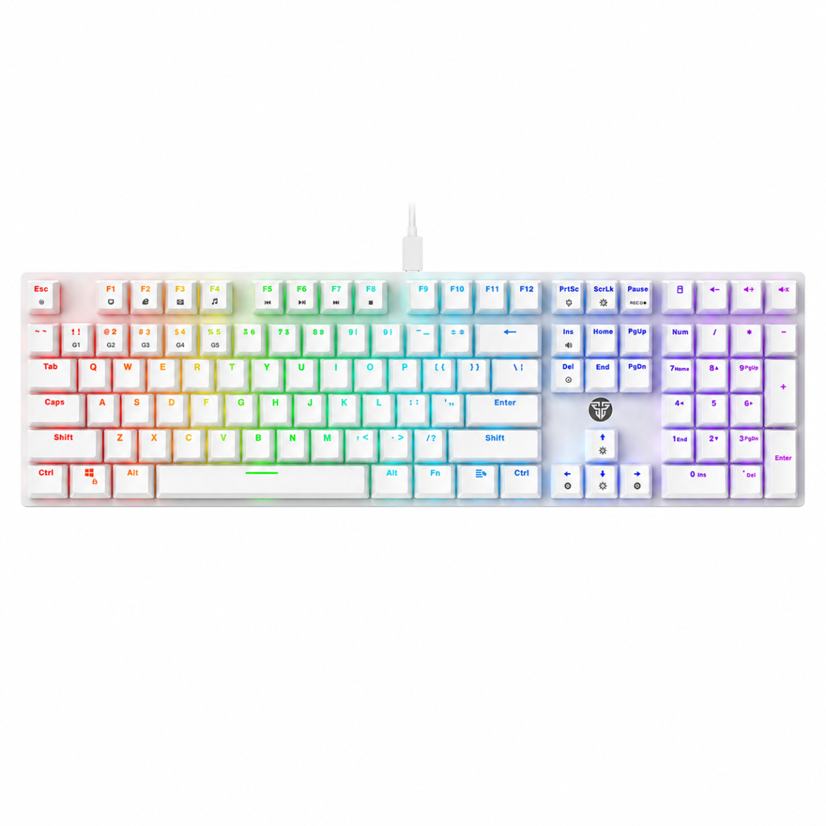 Fantech MAXFIT108 RGB MK855 Wired Mechanical Keyboard White – Red / Blue Switch