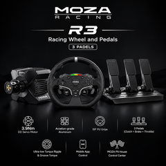 MOZA R3 Bundle Kit Direct Drive Servo base, Racing Wheel and 3 Pedals for PC