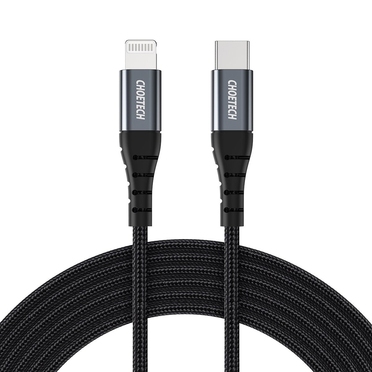 CHOETECH IP0041 USB C To Lightning Cable [2m/6.6ft Apple MFi Certified] Premium Nylon Braided
