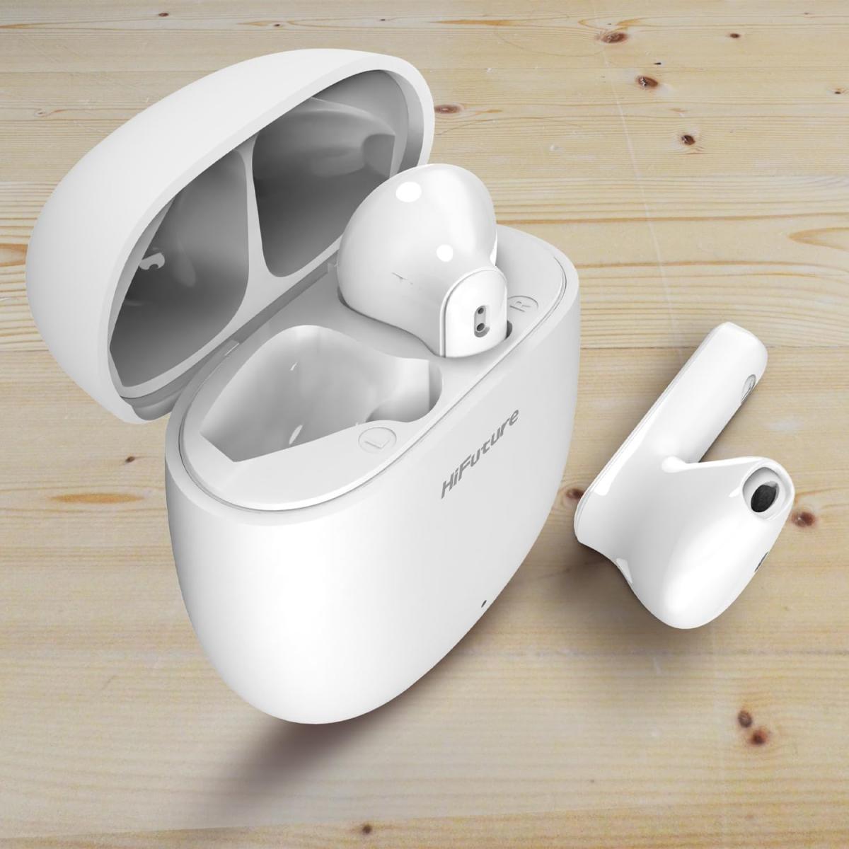 Hifuture Colorbuds2 Tws Earphones, Bluetooth 5.3, 20 Hours Playtime, Ipx5 Sweatproof, Enc For Calls, Dynamic Bass, Wireless Earbuds White
