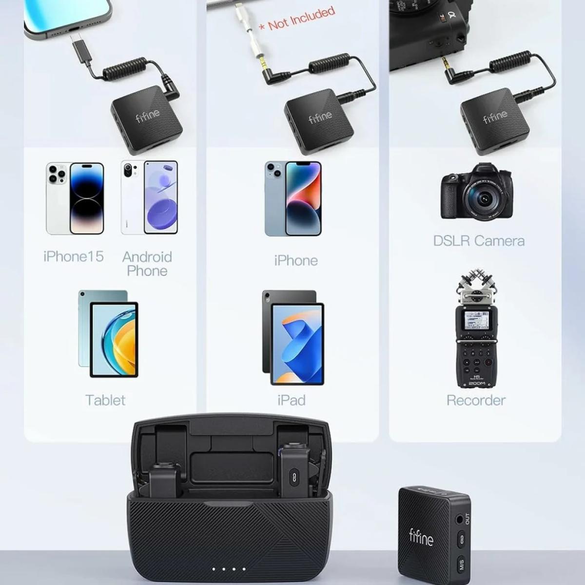 FIFINE wireless microphone for audio recording