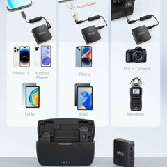 FIFINE M9 Dual Wireless Lav Microphones System Included Charging Case, Three Adapter Cables For Android, iPhone, Camera, PC | M9 |