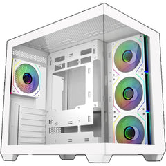 Cooler Master Elite 681 (White) ATX ARGB Mid Tower Tempered Glass Panoramic Dual Chamber Fish Tank Gaming Case w/ 4 x120mm Daisy-Chain ARGB Fan (Side Reverse) & Type-C | E681-WHNN-S00 |