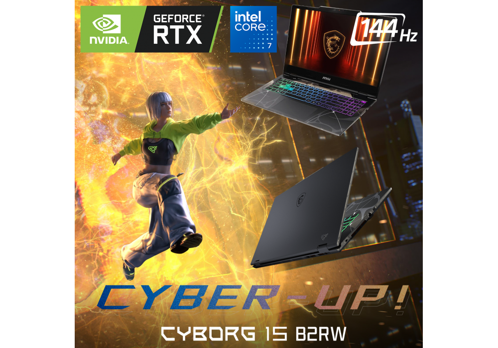 NEW Laptop MSI Cyborg 15 B2RWEKG Intel® Core™ 7 240H RTX 5050 8GB DDR7, 16 GB DDR5, 512 GB M.2 SSD, 15.6" 144Hz IPS FHD - Translucent Black