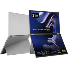 ASUS MQ149CD ZenScreen Duo OLED 360° Foldable Portable Monitor - Dual 14-inch, 16:10, 1920x1200, DisplayHDR400 True Black, 100% DCI-P3, Delta<2, Dual USB-C, Mini-HDMI, Kickstand