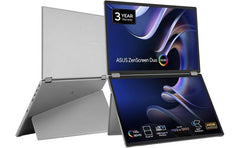 ASUS MQ149CD ZenScreen Duo OLED 360° Foldable Portable Monitor - Dual 14-inch, 16:10, 1920x1200, DisplayHDR400 True Black, 100% DCI-P3, Delta<2, Dual USB-C, Mini-HDMI, Kickstand