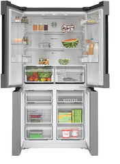 Bosch Side by Side Refrigerator French Door Bottom Freezer A, 605Lit, Silver - KFN96VPEA