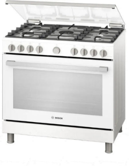 Bosch Range Cooker Gas, 5Burneers, 147Lit, 90*60Cm, White - HGV1F0V20S