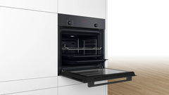 Bosch Built in Oven, 60*60Cm, Series 2, Full Safety, 66Lit, Red LED Display, Black - HBF512BB1T