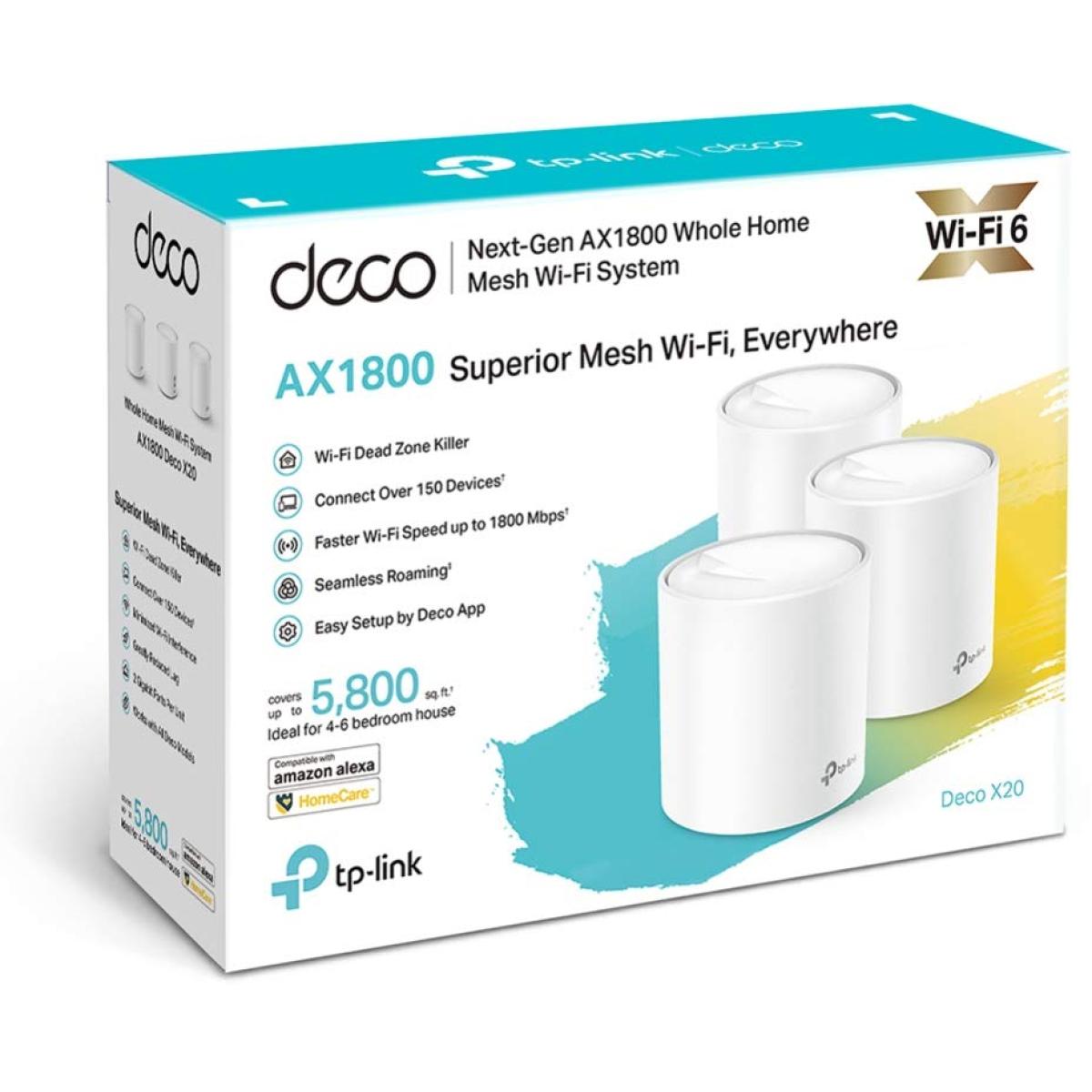 Tp Link Deco X20 Wifi 6 Mesh System Covers Up To 5800 Sq.ft Conne Up To 150 Devices (3 Pack)