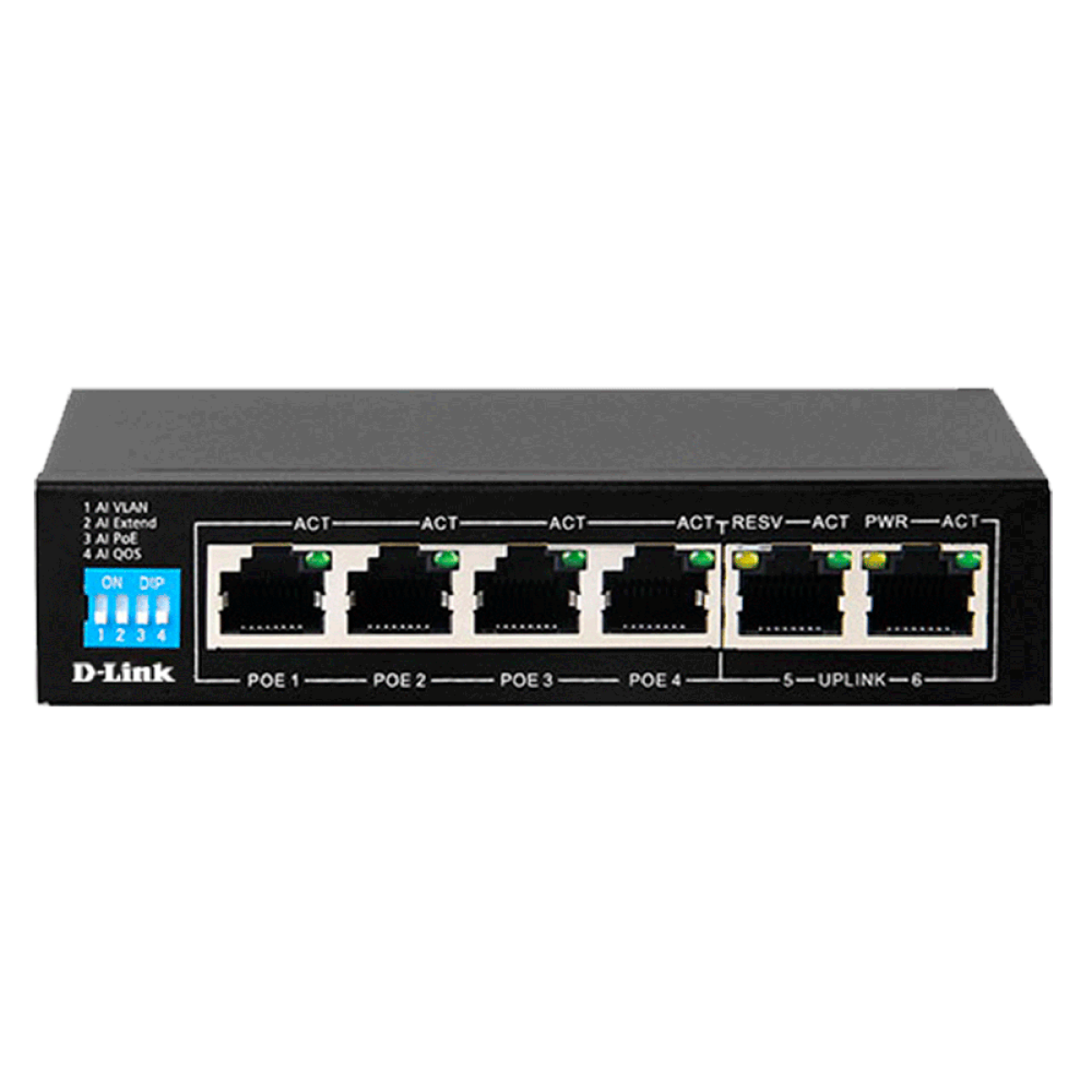 D-Link DES-F1006P-E/E 6-Port 10/100 Switch with 4 PoE Ports and 2 Uplink Ports EU Plug