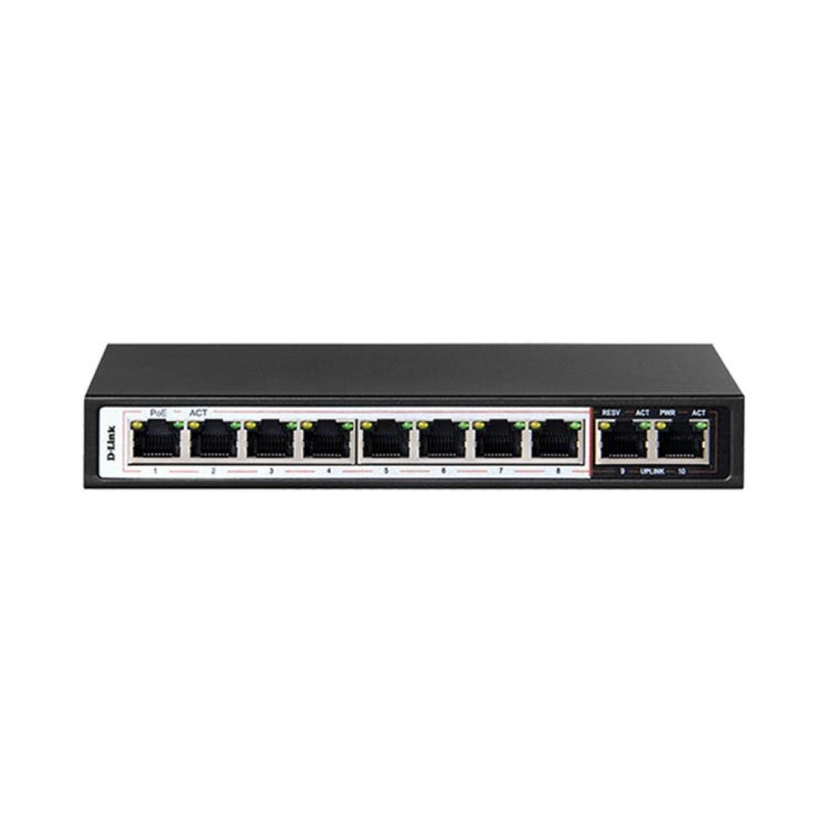 D-Link DES-F1010P-E/B 10-Port 10/100 Long Range PoE+ Surveillance Switch UK Plug