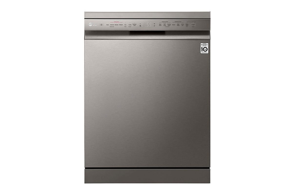 LG QuadWash Steam Dishwasher, 14 Place Settings, Platinum Silver