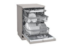 LG QuadWash Steam Dishwasher, 14 Place Settings, Platinum Silver