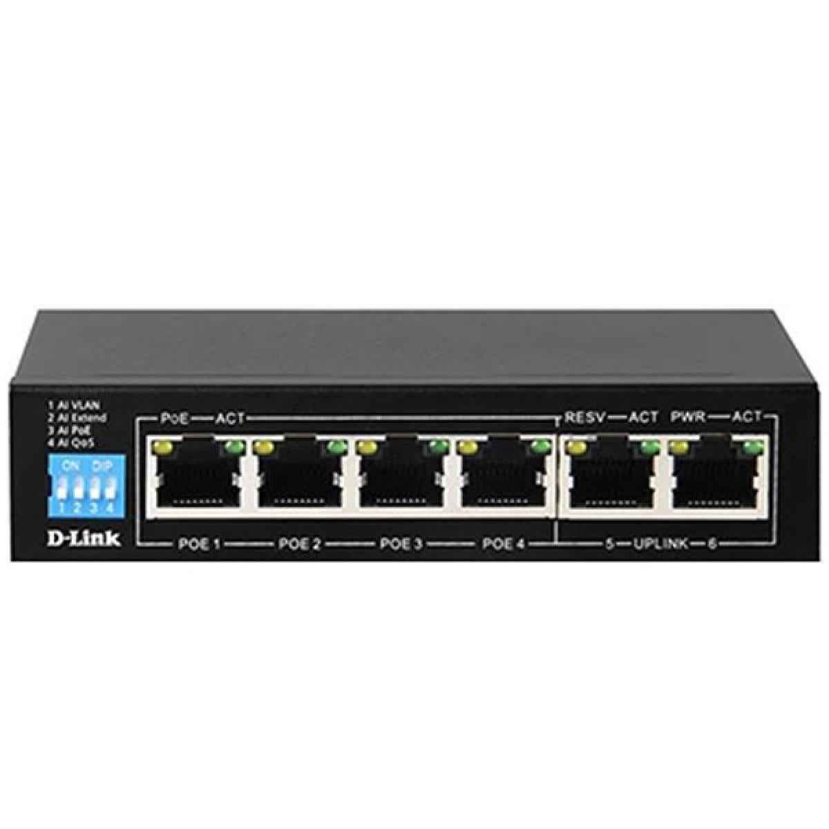 D-Link DGS-F1006P-E 6-Port 10/100/1000 Switch with 4 PoE Ports and 2 Uplink Ports D-Link DGS-F1006P-E 6-Port 10/100/1000 Switch with 4 PoE Ports and 2 Uplink Ports