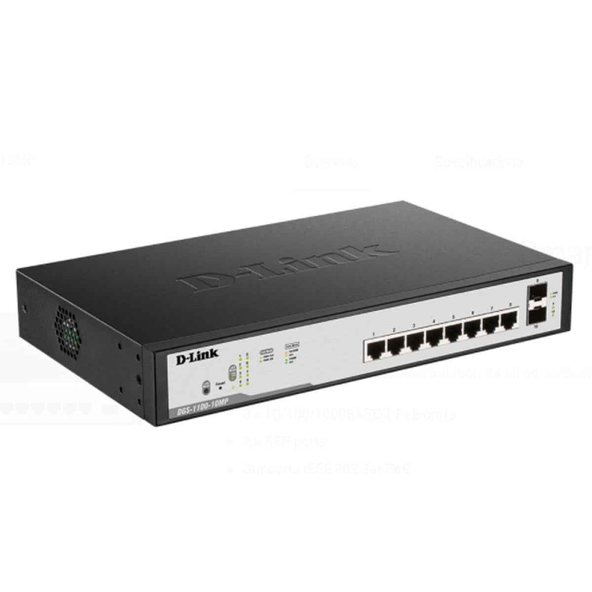 D-Link DGS-F1100-10PS-E/B 8 Port PoE Gigabit Smart Managed Switch D-Link DGS-F1100-10PS-E/B 8 Port PoE Gigabit Smart Managed Switch