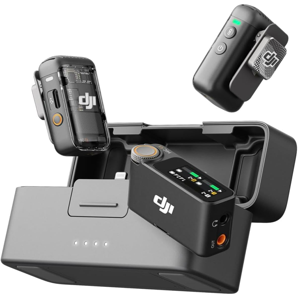 Dji Mic 2 Digital Wireless Lavalier Microphone, Noise Cancelling, 48khz 32 Bit Float Internal Recording, 820 Ft.(250m) Range, 18h Battery With Charging Case, Microphone For Camera/phone, Vlog, Streaming - CompuMe