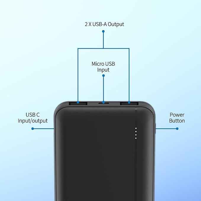 Philips 10000mAh 20W Power Bank with PD & QC3.0, USB-A & Type-C Ports (Black)