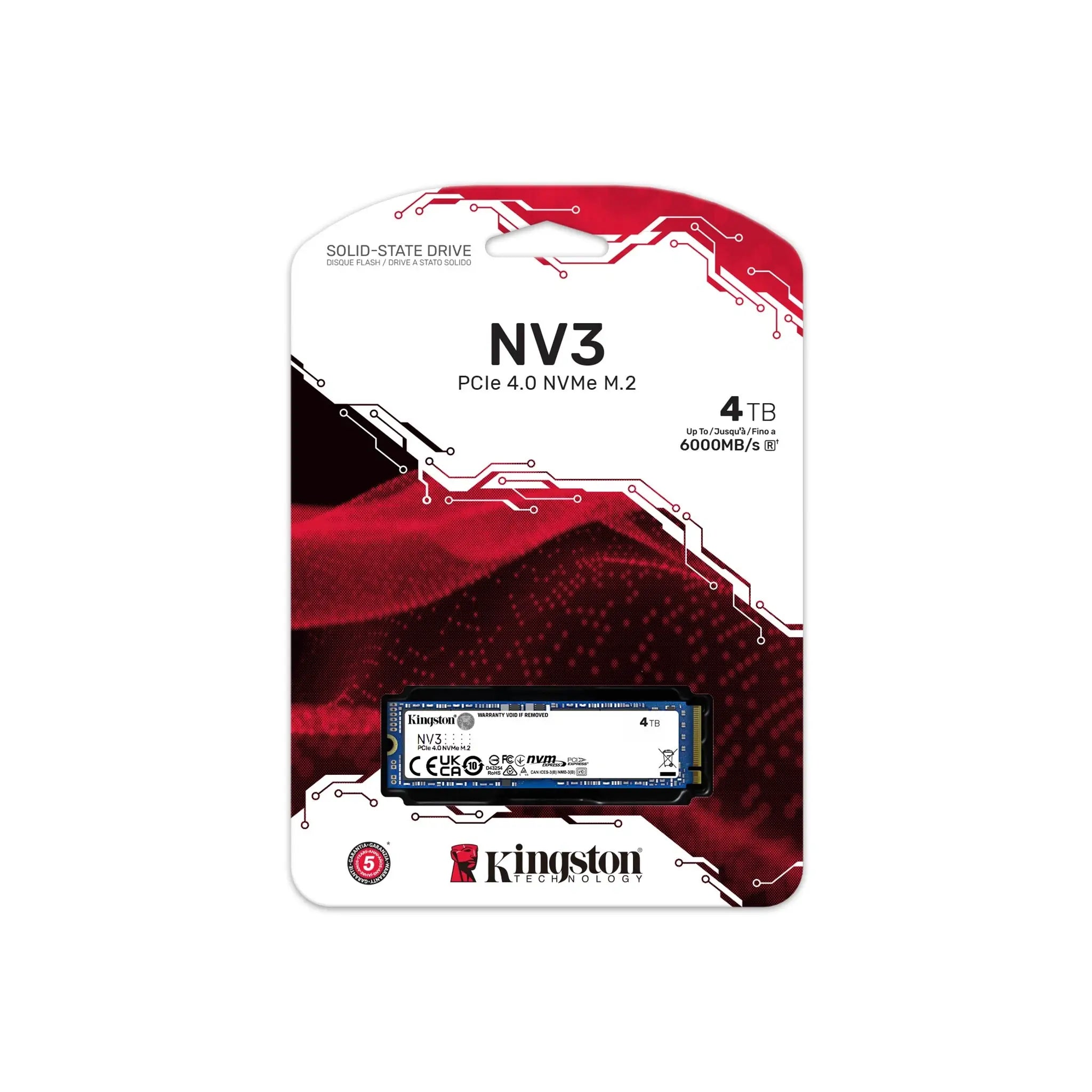 Kingston NVMe PCIe solid state drive for data storage