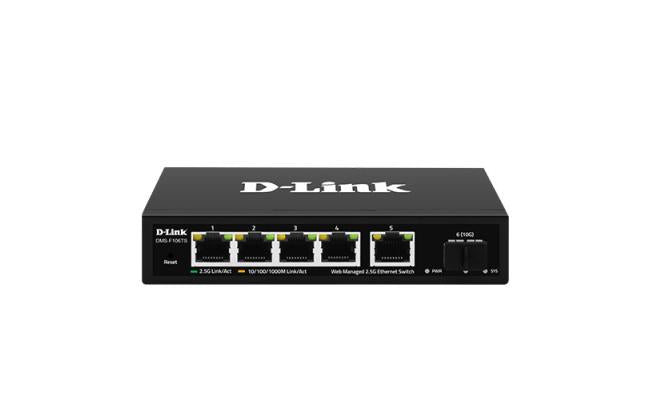 D-Link Dms F106TS 5 Port 2.5g with 1 Port SFP+ Web Management Desktop Switch with network switch