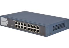 Hikvision DS-3E0516-E(B) 16-Port Gigabit Unmanaged Rackmount Switch, 10/100/1000 Mbps, 32Gbps Switching Capacity, 6KV Surge Protection, Metal Housing