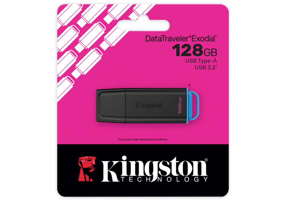 Kingston DataTraveler Exodia G2 – 128GB USB 3.2 Gen 1 Flash Drive, USB‑A Connector, Practical Cap Design, 5‑Year Warranty