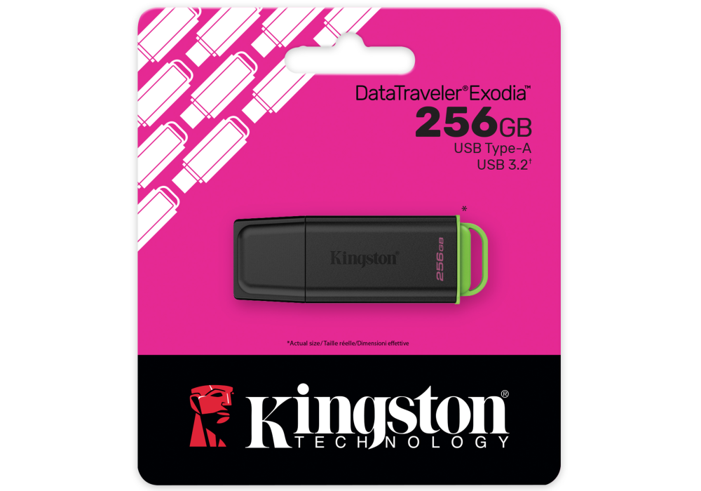 Kingston DataTraveler Exodia G2 – 256GB USB 3.2 Gen 1 Flash Drive, USB‑A Connector, Practical Cap Design, 5‑Year Warranty