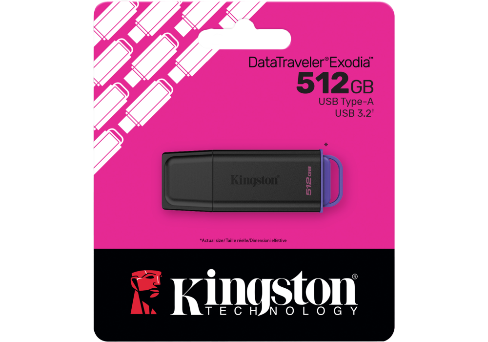 Kingston DataTraveler Exodia G2 – 512GB USB 3.2 Gen 1 Flash Drive, USB‑A Connector, Practical Cap Design, 5‑Year Warranty