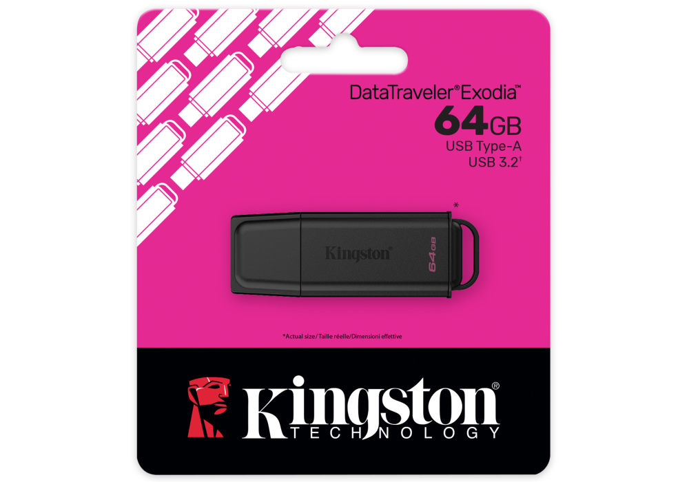 Kingston DataTraveler Exodia G2 – 64GB USB 3.2 Gen 1 Flash Drive, USB‑A Connector, Practical Cap Design, 5‑Year Warranty