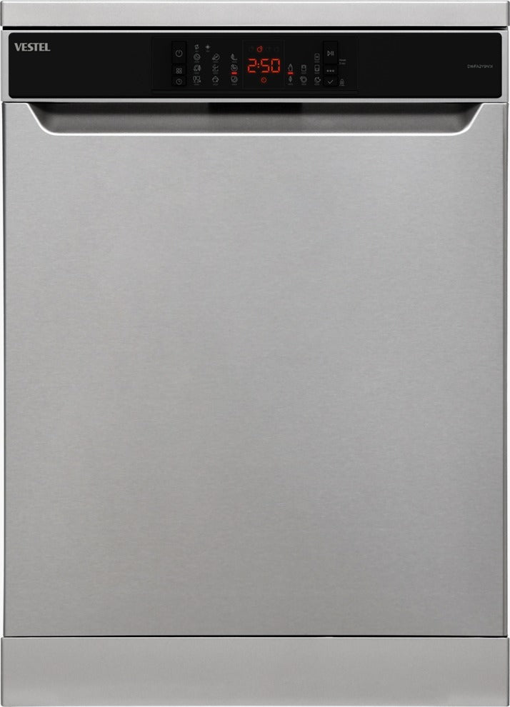 Vestel Dishwasher, 9 Steel Programmes, 3 Sprinklers - 3 Silver Baskets