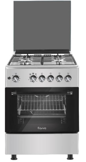 Ferre Gas Oven Full Safety, Manual Timer, 60*60 Cm, 4Burners, Grey / Dove Grey - K661MGD